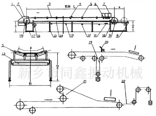 TD75型通用固定皮帶輸送機(jī)外形圖-同鑫振動機(jī)械